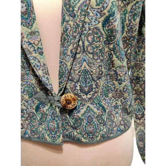Flashback L Womens Jacket Cropped Paisley Tapestry Boho Cottagecore 90s Vintage - Picture 3 of 14